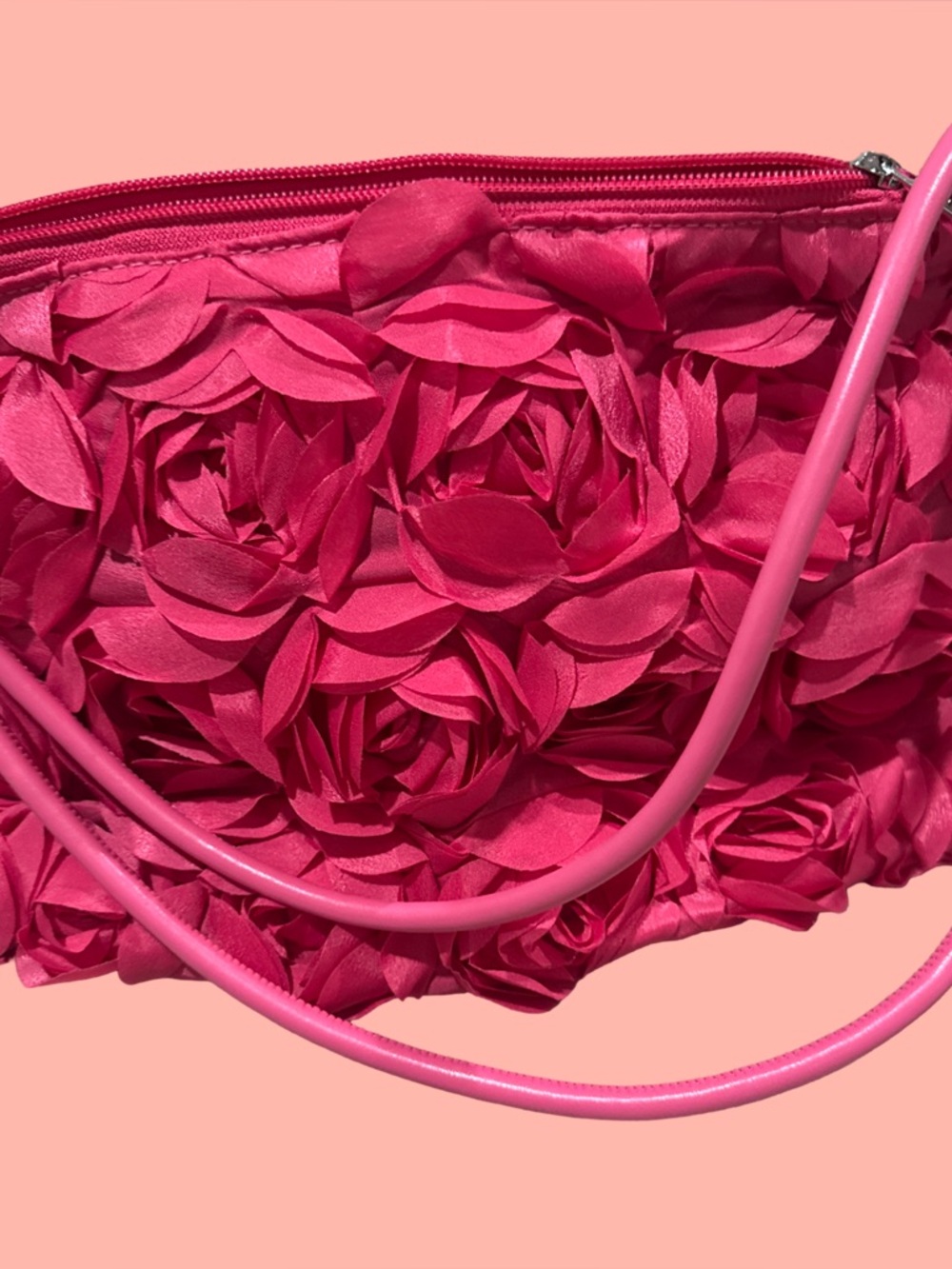 Women's Pink Floral Appliqué Crossbody Bag